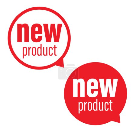 Foto de Nuevo producto annoucement rojo botón etiqueta vector - Imagen libre de derechos