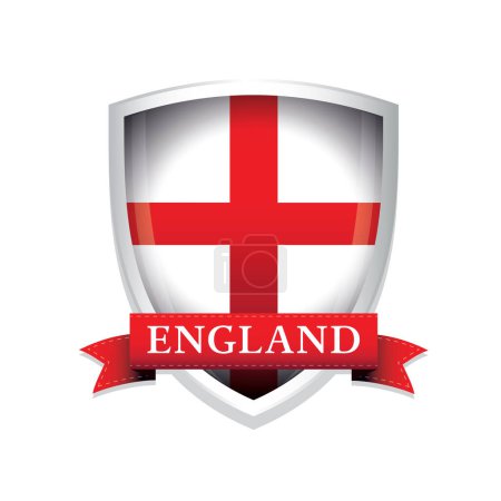 Illustration for England flag shield ribon sign vector - Royalty Free Image