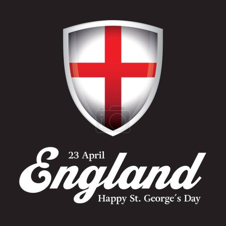 Illustration for England flag Saint George Day shield ribon sign vector - Royalty Free Image