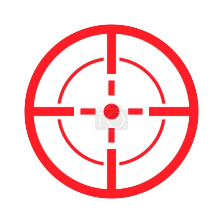 Illustration for Target destination red icon. Aim sniper shoot. Focus cursor symbol. Bull eye mark. Vector isolated on white. - Royalty Free Image