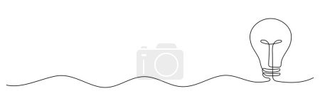 Photo for Light bulb one continuous line drawing. Electric lamp. Brainstorm linear symbol. Vector isolated on white. - Royalty Free Image