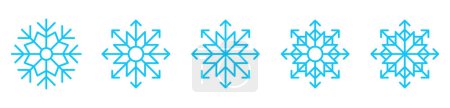 Illustration for Snowflake icon set. Winter Christmas decoration elements. Vector isolated on white. - Royalty Free Image