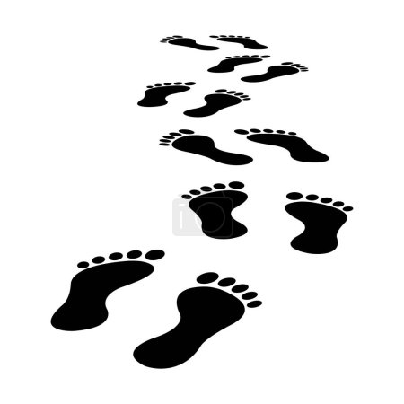 Silhouette du sentier des pieds des gens. Illustration vectorielle isolée sur blanc.