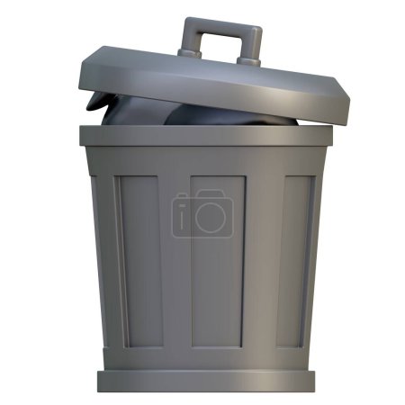 Photo for Garbage container. Processing and sorting of garbage. House cleaning. 3D render illustration in cartoon style. Transparent background, isolation. - Royalty Free Image