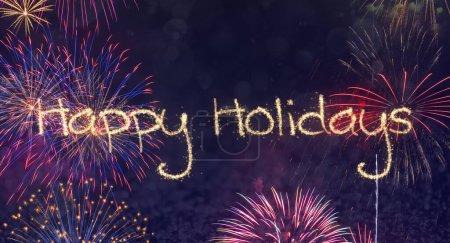 Photo for 2023 New Year fireworks background, happy holidays and new year concept - Royalty Free Image