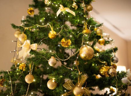 Photo for Detail of a Christmas tree in an apartment - Royalty Free Image