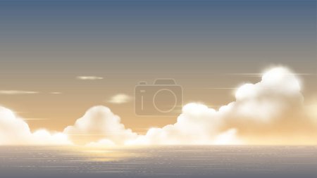Téléchargez les illustrations : Cumulonimbus nuages à l'horizon de l'océan pendant la soirée - en licence libre de droit