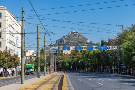 Photo for A picture of the Lycabettus Hill overlooking the Avenue Vasilisis Amalias. - Royalty Free Image
