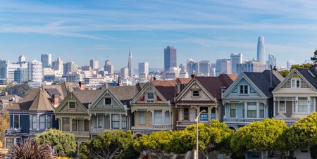 Photo for A picture of the Painted Ladies with Downtown San Francisco in the distance. - Royalty Free Image