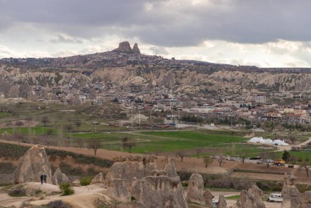 Photo for A picture of the town of Goreme and the landscape of the Goreme Historical National Park, in Cappadocia. - Royalty Free Image