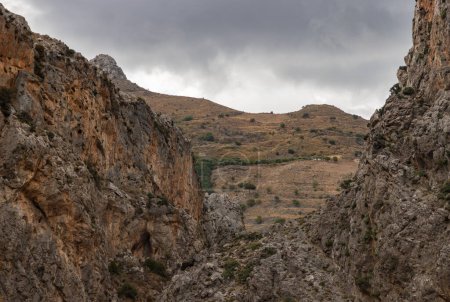 Photo for A picture of the rugged landscape of the Kourtaliotiko Gorge. - Royalty Free Image