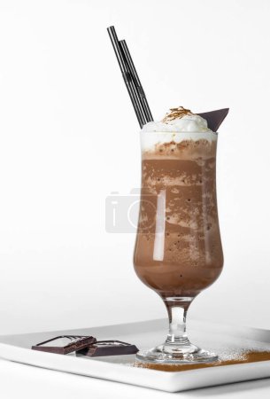 Photo for Ice coffee on a white plate on a white background - Royalty Free Image