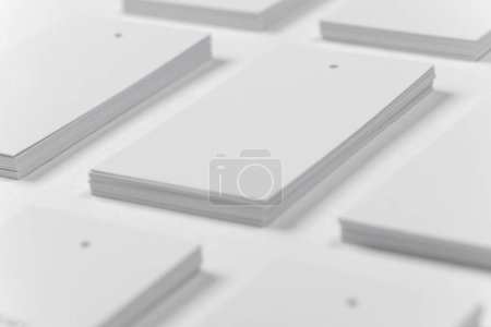 Photo for Photo of business cards. Template for branding identity. For graphic designers presentations and portfolios .Blank business cards on white background. Mockup for branding identity. - Royalty Free Image