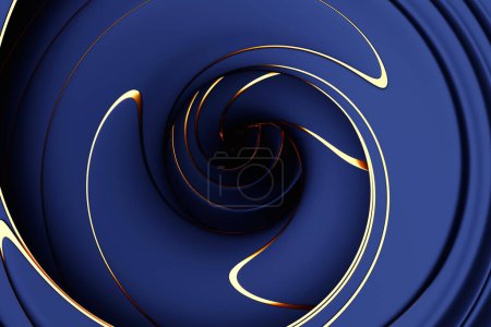 Foto de Ilustración 3D de un fondo azul abstracto con círculos centelleantes y brillo. ilustración hermosa. Fondo abstracto con efecto de giro - Imagen libre de derechos