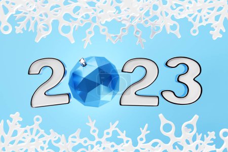 Photo for 3D illustration New Year card with 2023 decor.  Christmas greetings. - Royalty Free Image