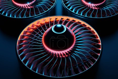 Photo for 3D illustration of technological circle similar to the burners on a black background. Simple geometric shapes - Royalty Free Image