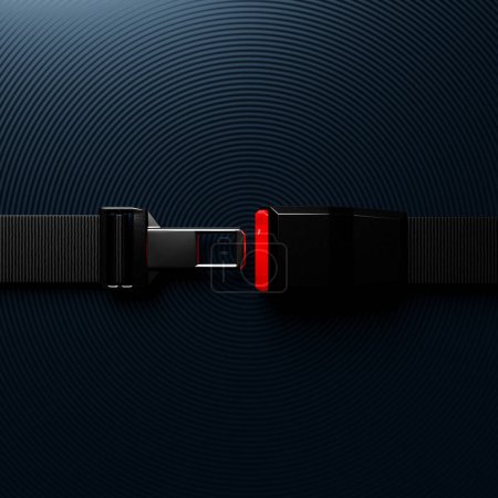 Photo for 3d illustration, close-up of a seat belt fastening on a monochrome background - Royalty Free Image