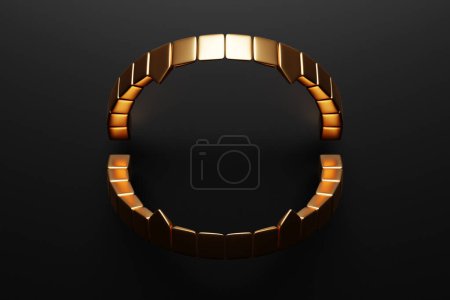 Photo for 3d illustration golden open jaw on a black background. Removable jaw - Royalty Free Image