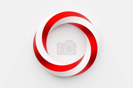 Photo for 3D illustaration of a  red and white  torus. Fantastic cell. Simple geometric shapes - Royalty Free Image
