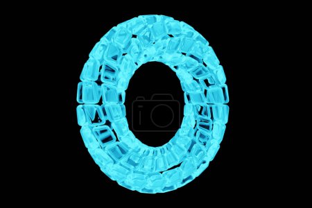 Téléchargez les photos : 3D illustaration of a blue crystal torus. Fantastic cell.Simple geometric shapes - en image libre de droit