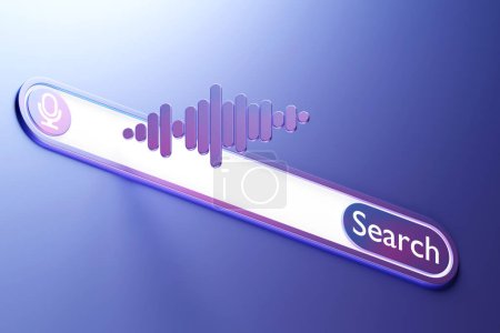 Photo for 3d illustration, microphone button for audio search on the internet - Royalty Free Image