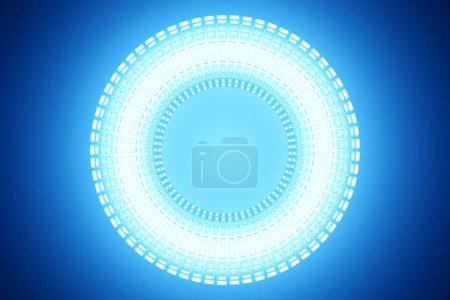 Téléchargez les photos : 3D rendering abstract  blue neon   round fractal, portal. Colorful round spiral. - en image libre de droit