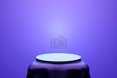 Téléchargez les photos : 3d illustration  minimal scene  on the  purple background. Product presentation, mockup, cosmetic product display, podium, pedestal - en image libre de droit