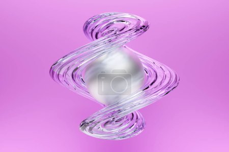 Photo for 3D illustration, transparent   illusion isometric abstract shapes colorful shapes intertwined - Royalty Free Image