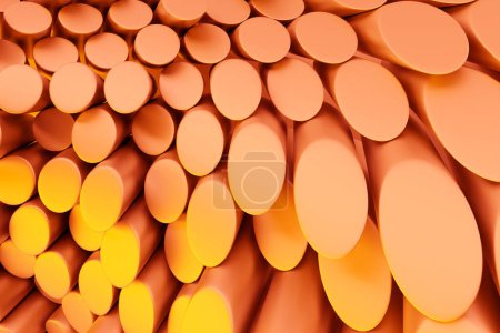 Foto de 3d illustration of a stereo  orange   shapes . Abstract   glowing   lines pattern - Imagen libre de derechos