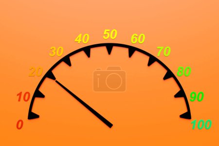 Téléchargez les photos : 3d illustration round control panel icon.Low  risk concept on  spedometer. Credit rating scale - en image libre de droit
