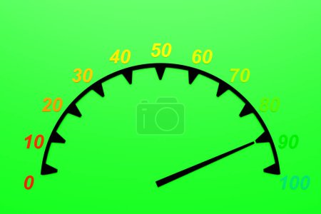 Téléchargez les photos : 3d illustration of speed measuring speed icon. Black speedometer icon, speedometer pointer - en image libre de droit