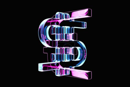 Téléchargez les photos : 3d illustration of  euro   and dollar money icons on  black  isolated background. Currency exchange symbol, rising prices. Convert dollar to euro and back. - en image libre de droit