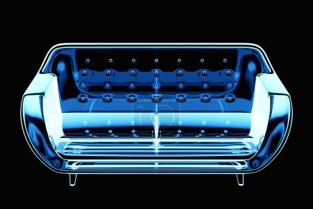 Photo for Blue transparent sofa on a black background. 3D illustration - Royalty Free Image