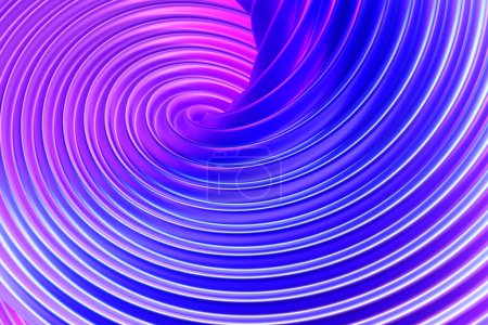 Foto de 3D illustration  blue  and purple stripes in the form of wave waves, futuristic background. - Imagen libre de derechos