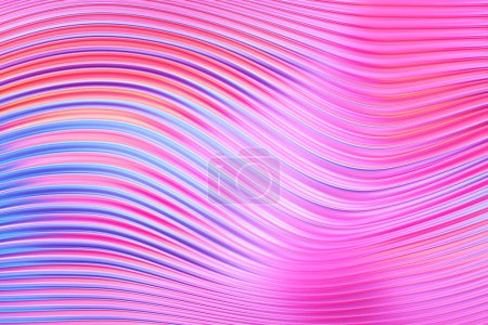 Photo for 3D illustration pink stripes in the form of wave waves, futuristic background. - Royalty Free Image