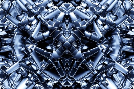 Foto de Beautiful  blue  kaleidoscope texture. Unique kaleidoscope design. digital abstract pattern, 3D illustration - Imagen libre de derechos