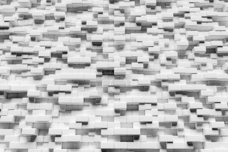 Téléchargez les photos : 3D rendering.  White and gray   pattern of cubes of different shapes. Minimalistic pattern of simple shapes. Bright creative symmetric texture - en image libre de droit
