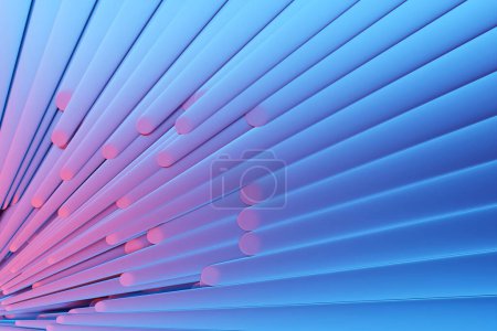 Foto de Abstract  gradient and geometric stripes pattern. Linear pink and blue  pattern, 3D illustration. - Imagen libre de derechos