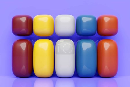 Foto de Five multi-colored volumetric blocks. Samples for painting - Imagen libre de derechos