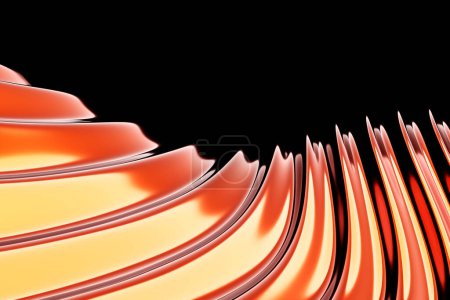 Foto de 3d illustration of a  orange  abstract gradient background with lines. PRint from the waves. Modern graphic texture. Geometric pattern. - Imagen libre de derechos