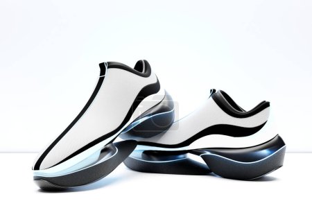 Photo for Black and white sneaker premium 3d Render  on a  monochrone  background - Royalty Free Image