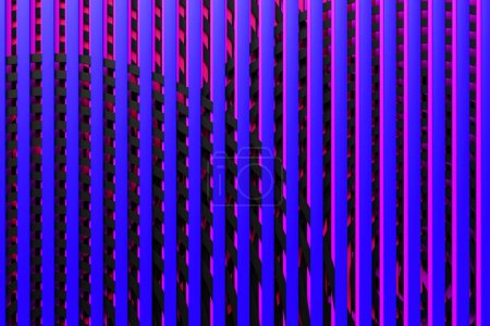 Téléchargez les photos : 3d Illustration rangées de ligne violette. Fond géométrique, motif tissé. - en image libre de droit