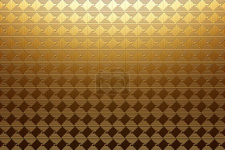 Téléchargez les photos : 3d illustration of gold  wall stripes . Set of squares on monocrome background, pattern. Geometry  background, pattern - en image libre de droit