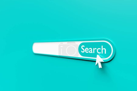 Foto de 3D illustration of a  blue  search frame, a box, an internet panel with a magnifying glass icon. The concept of a modern audio search on the Internet - Imagen libre de derechos
