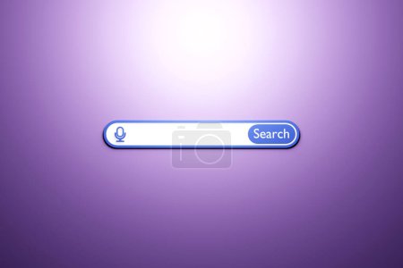 Photo for 3D illustration of a  purple   search frame, a box, an internet panel with a magnifying glass icon. The concept of a modern audio search on the Internet - Royalty Free Image