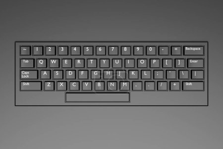 Foto de Computer keyboard on black background. 3D rendering of streaming gear and gamer workspace concept - Imagen libre de derechos