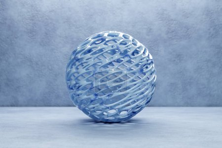 Photo for 3D illustration of a    xblue plastic   ball  with many holes on a  blue  background.  Cyber ball sphere - Royalty Free Image