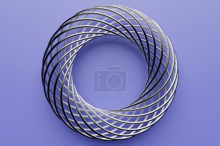 Photo for 3D illustaration of a    silver torus. Fantastic cell. Simple geometric shapes - Royalty Free Image