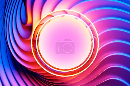 Téléchargez les photos : 3D rendering abstract  yellow -pink round fractal, portal. Colorful round spiral. - en image libre de droit