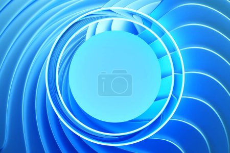 Téléchargez les photos : 3D rendering abstract  blue  round fractal, portal. Colorful round spiral. - en image libre de droit